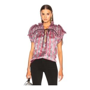 Rachel Comey Pink Green Pleated Shatter Top - Size 6